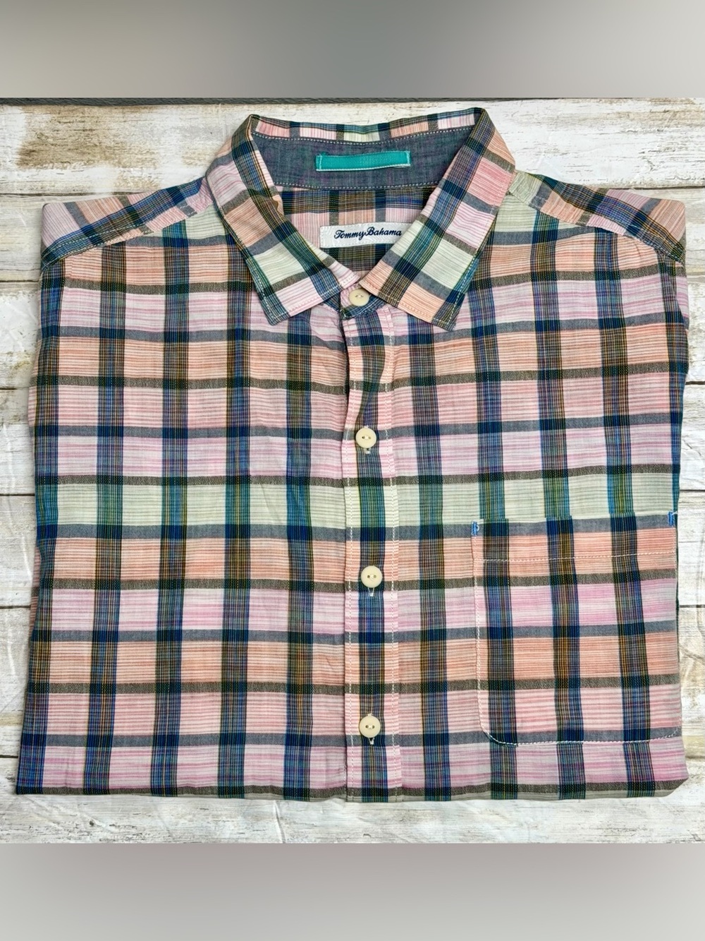 Tommy Bahama Pico Plaid Short-Sleeve Button-Down Shirt Size Lg Multi Color